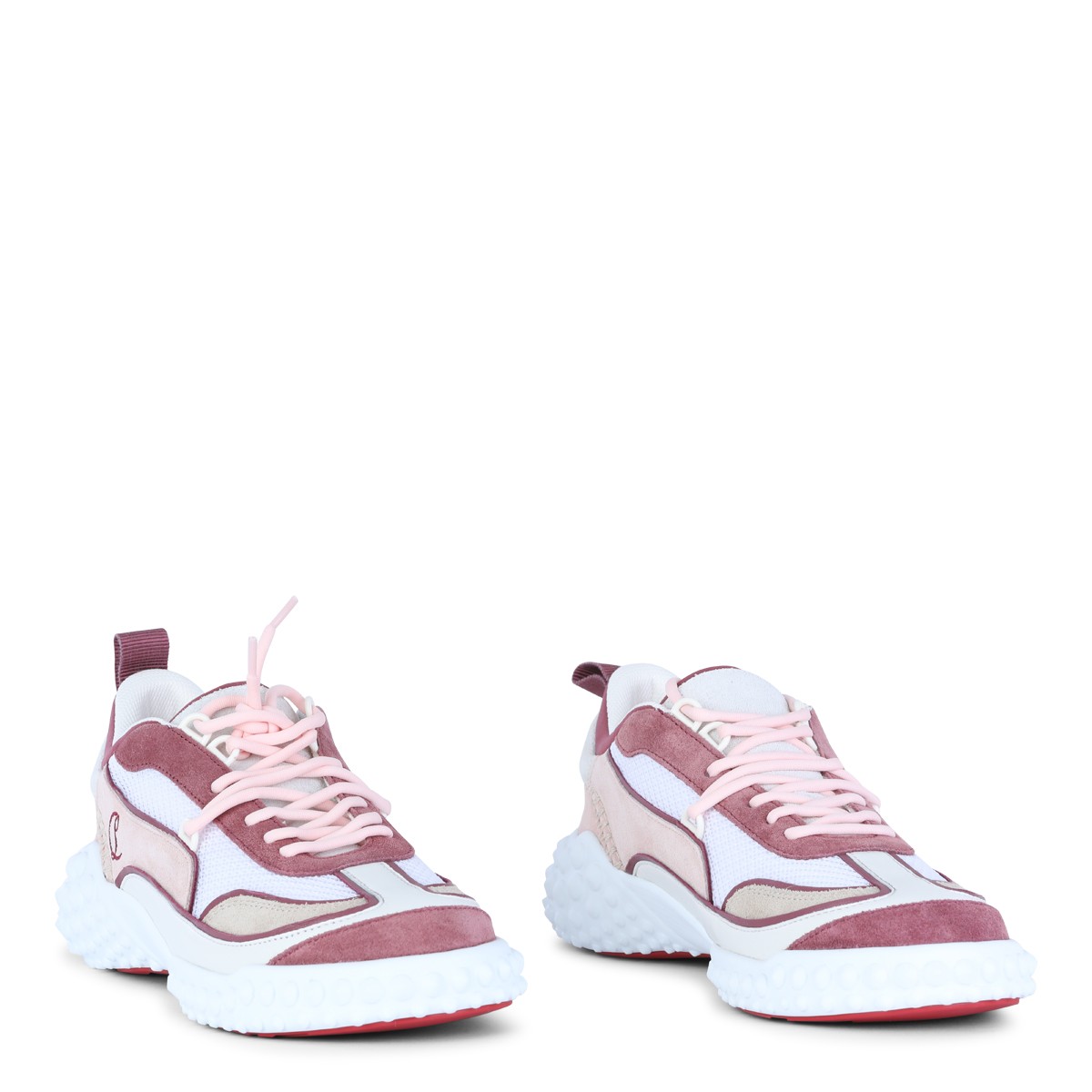 WHITE AND PINK LEATHER MARA SNEAKERS
