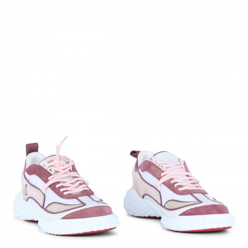 WHITE AND PINK LEATHER MARA SNEAKERS