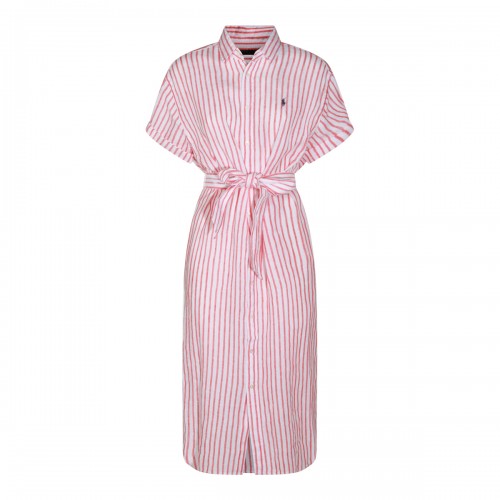 WHITE AND RED LINEN DRESS