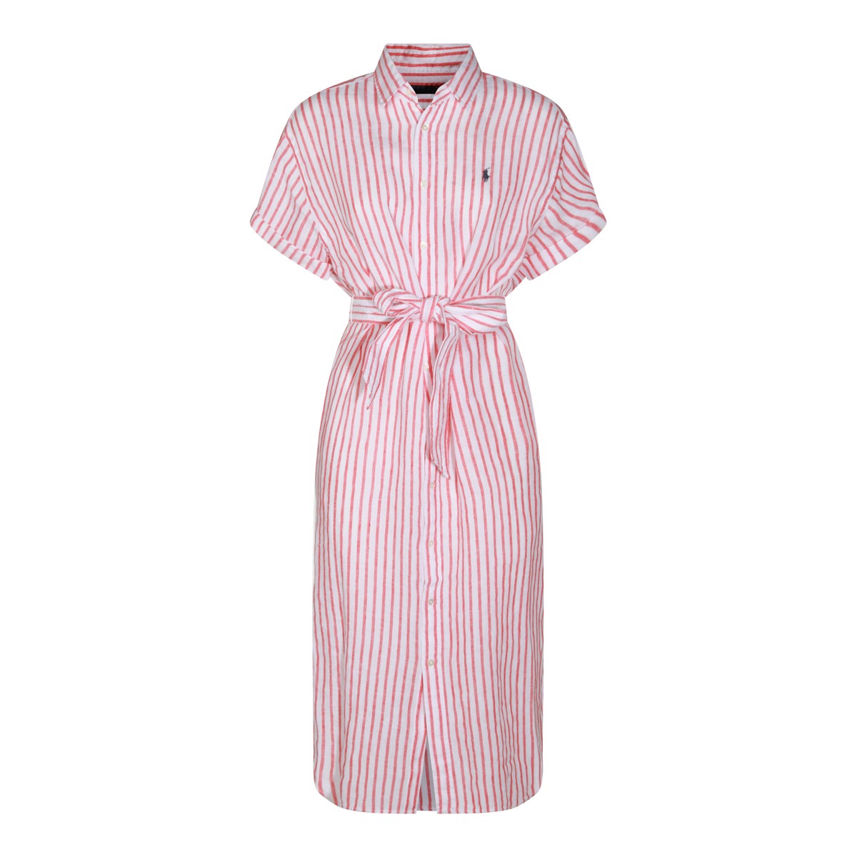 WHITE AND RED LINEN DRESS