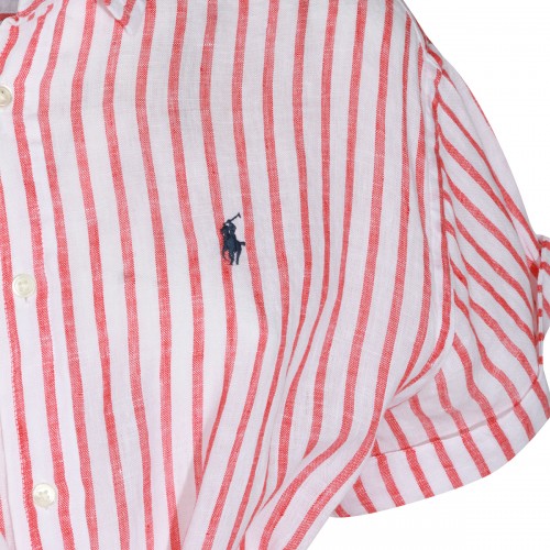 WHITE AND RED LINEN DRESS