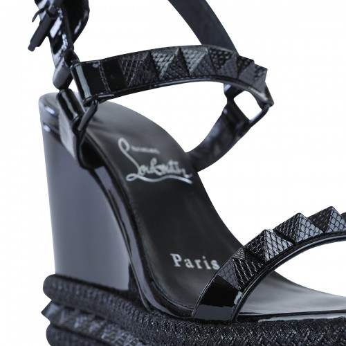 BLACK LEATHER ESPADRILLAS