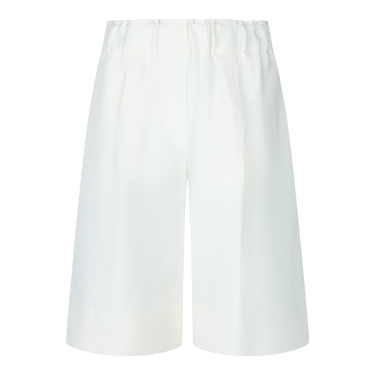 WHITE VISCOSE LINEN BLEND SHORTS