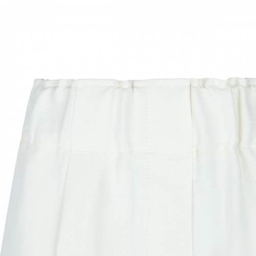 WHITE VISCOSE LINEN BLEND SHORTS