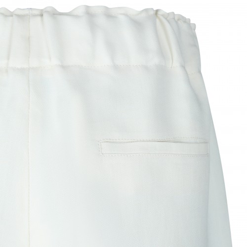 WHITE VISCOSE LINEN BLEND SHORTS