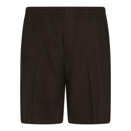 DARK BROWN LINEN SHORTS