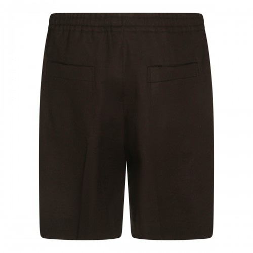 DARK BROWN LINEN SHORTS 2