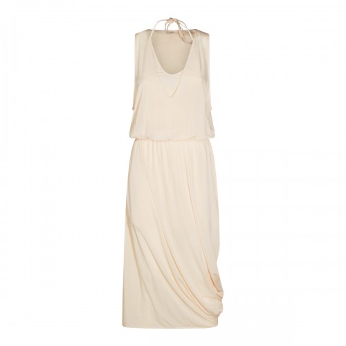 CREAM VISCOSE STRETCH LONG DRESS