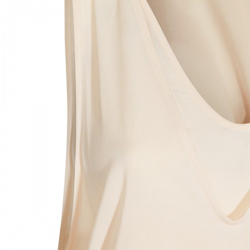 CREAM VISCOSE STRETCH LONG DRESS