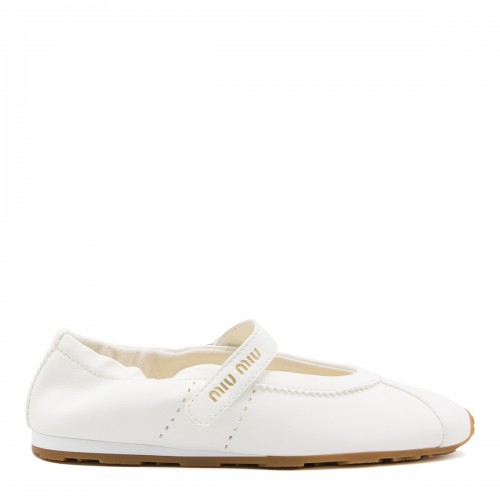 IVORY LEATHER PLUME FLATS