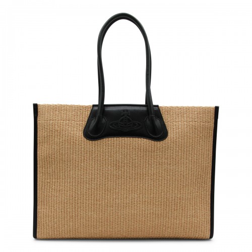 NATURAL AND BLACK COTTON TOTE