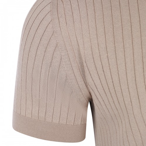 BEIGE COTTON POLO SHIRT