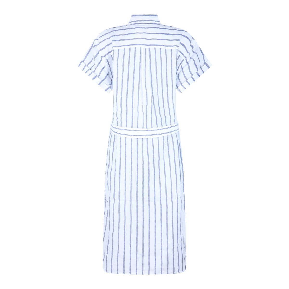 WHITE AND LIGHT BLUE LINEN DRESS