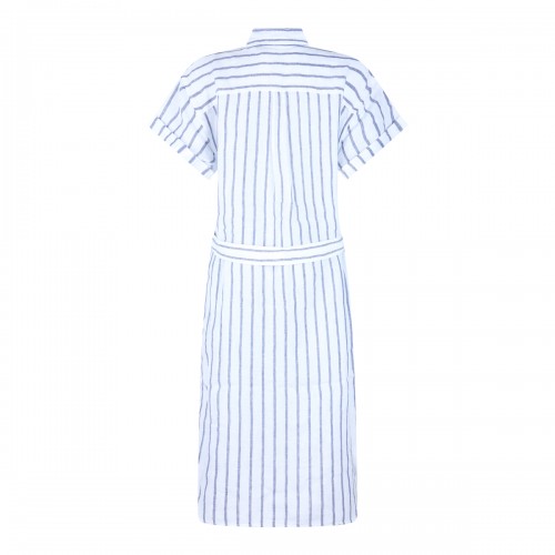 WHITE AND LIGHT BLUE LINEN DRESS