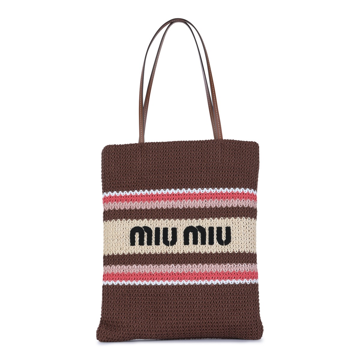 BROWN AND PINK COTTON TOTE