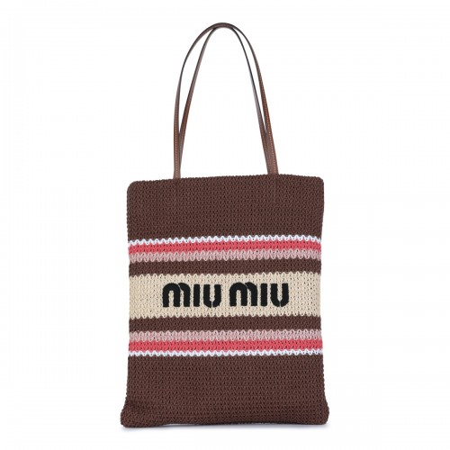 BROWN AND PINK COTTON TOTE