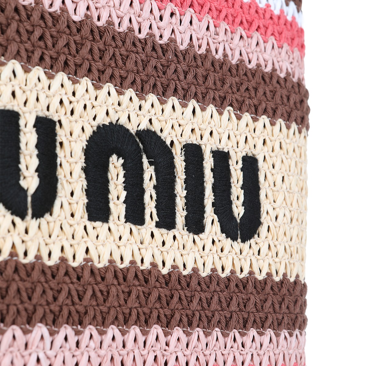 BROWN AND PINK COTTON TOTE