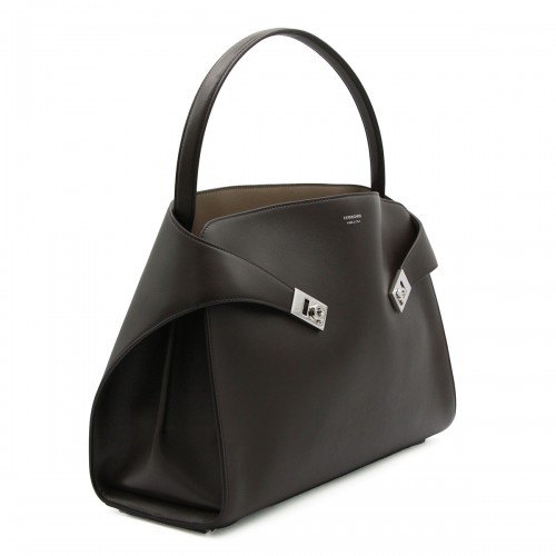DARK BROWN LEATHER HUG SH M TOTE
