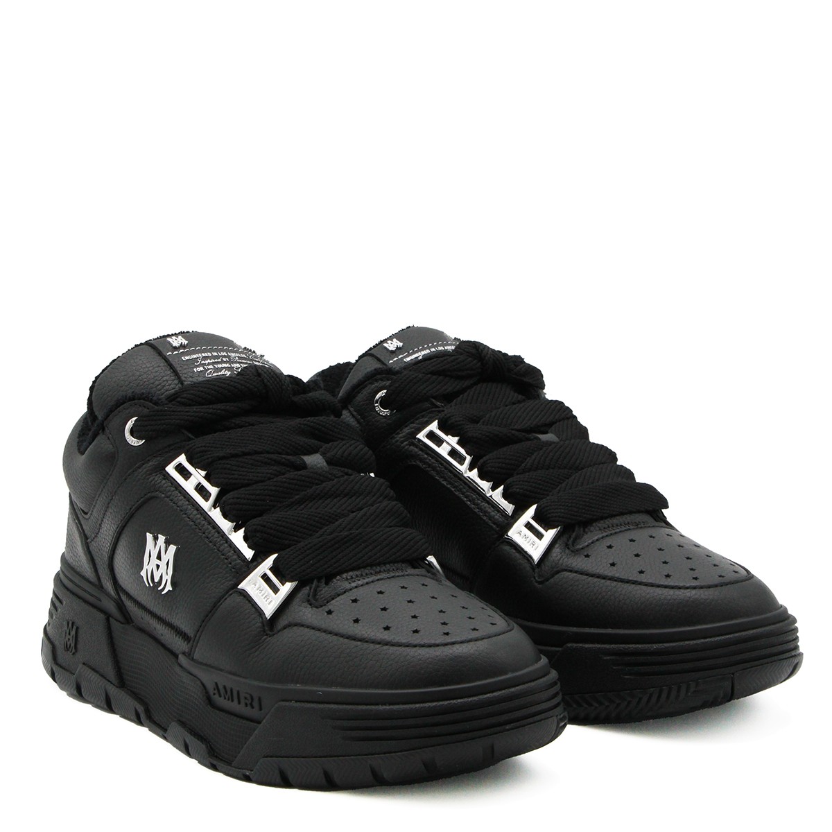 BLACK LEATHER METALLIC MA-1 SNEAKERS
