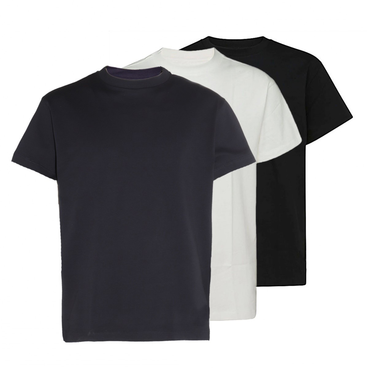 BLACK WHITE AND NAVY COTTON T-SHIRTS