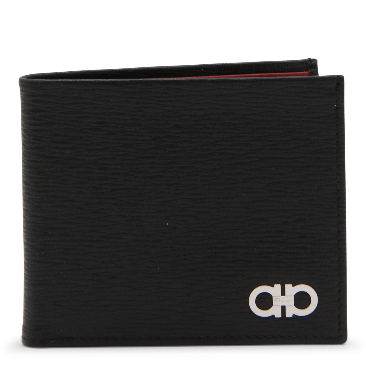 BLACK LEATHER GANCINI BIFOLD WALLET