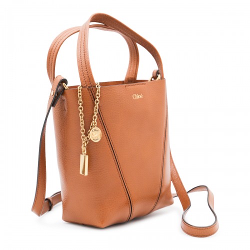 CLAY BROWN LEATHER SPIN TOTE 2