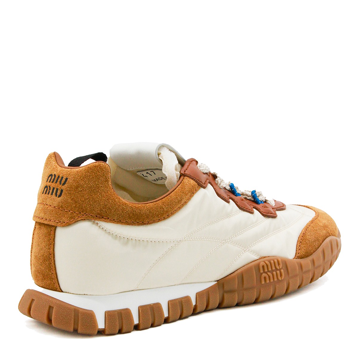 IVORY AND BROWN LEATHER SNEAKERS