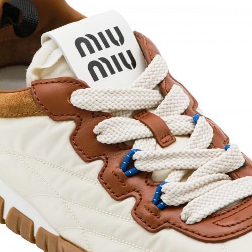 IVORY AND BROWN LEATHER SNEAKERS