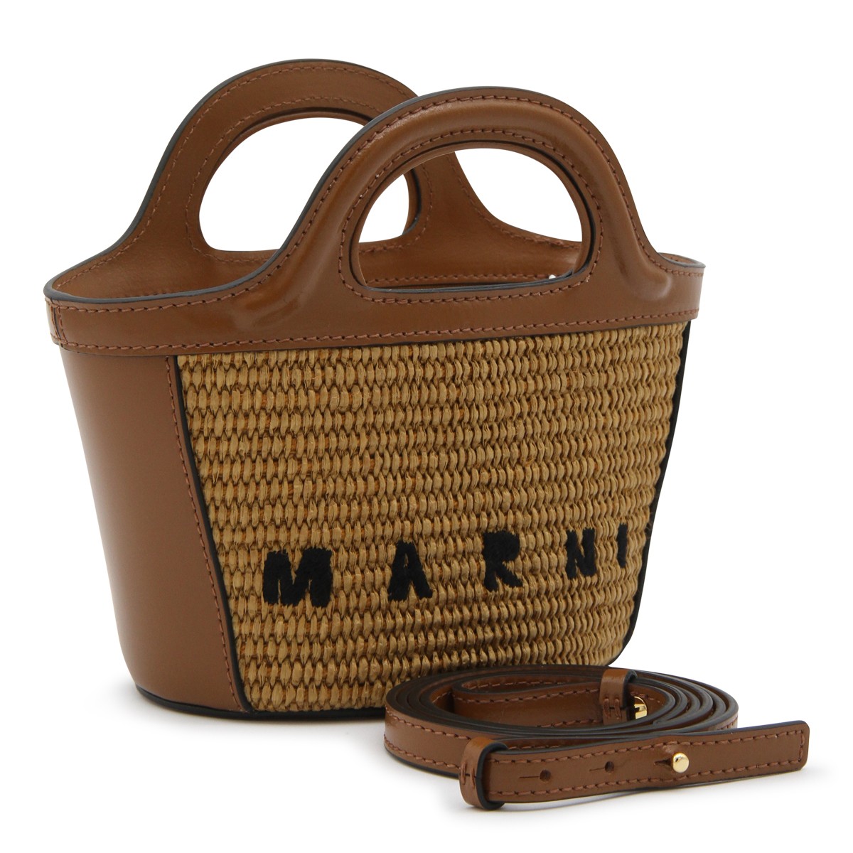 BROWN TROPICALIA MINI TOP HANDLE BAG