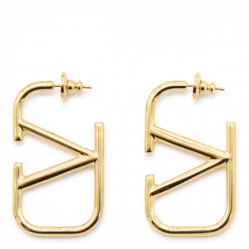 GOLD BRASS VLOGO EARRINGS