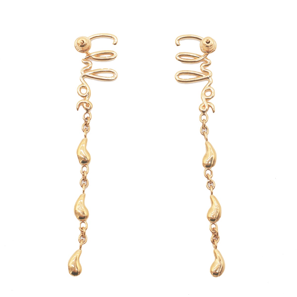 VINTAGE GOLD TONE BRASS EARRINGS