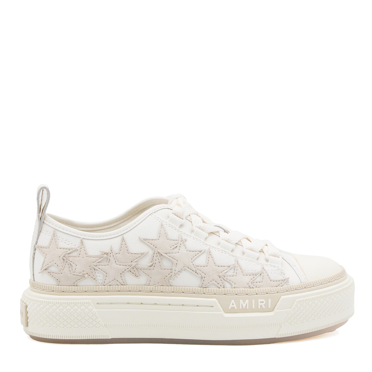 BEIGE LEATHER STARS COURT SNEAKERS