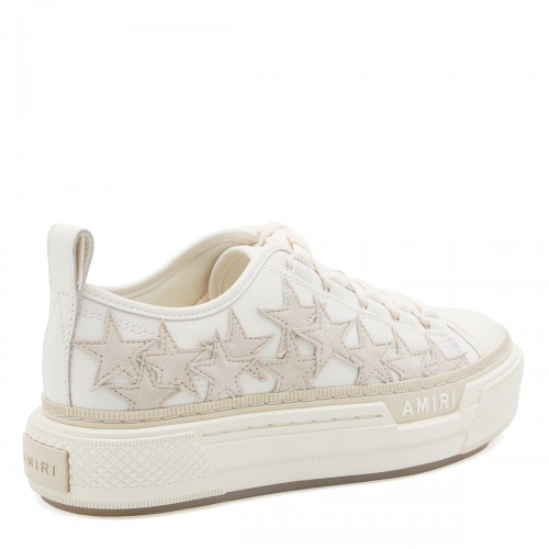 BEIGE LEATHER STARS COURT SNEAKERS