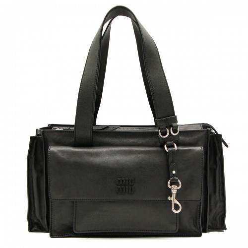 BLACK LEATHER SHOULDER BAG