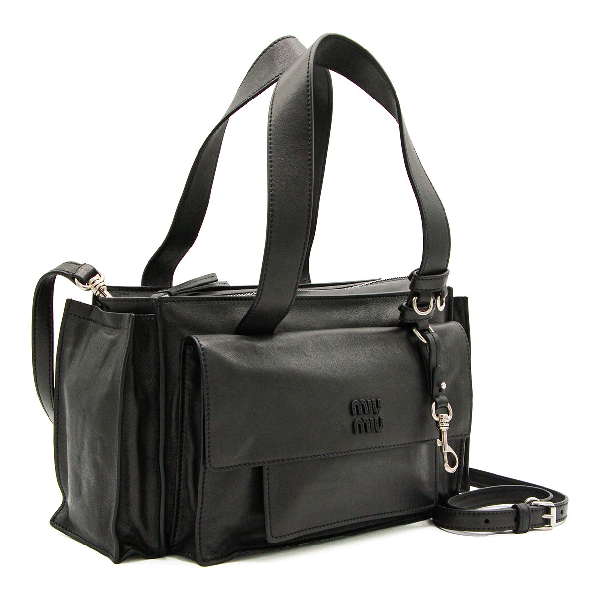 BLACK LEATHER SHOULDER BAG