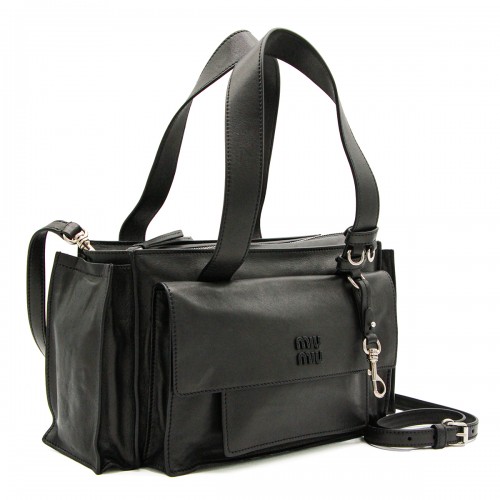 BLACK LEATHER SHOULDER BAG