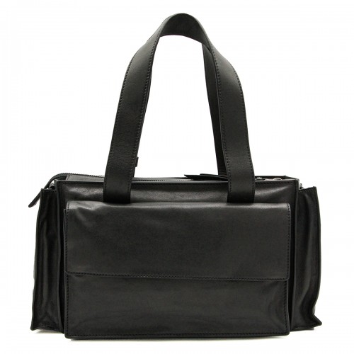 BLACK LEATHER SHOULDER BAG