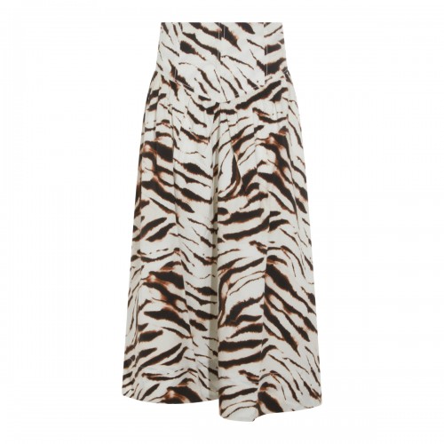 WHITE AND BROWN COTTON SKIRT