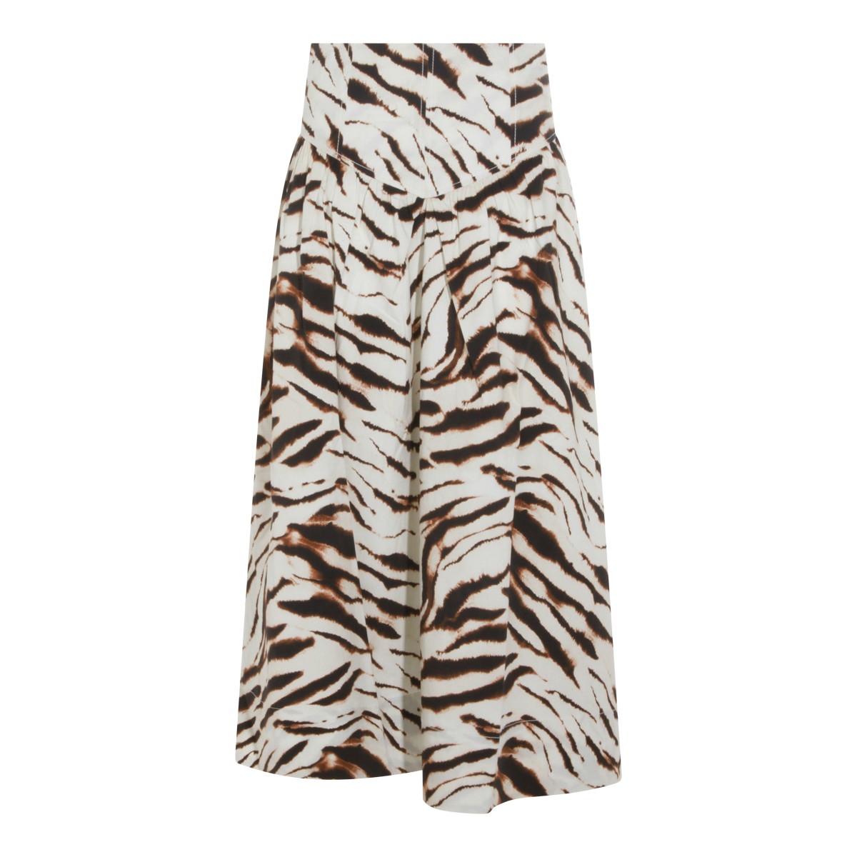 WHITE AND BROWN COTTON SKIRT