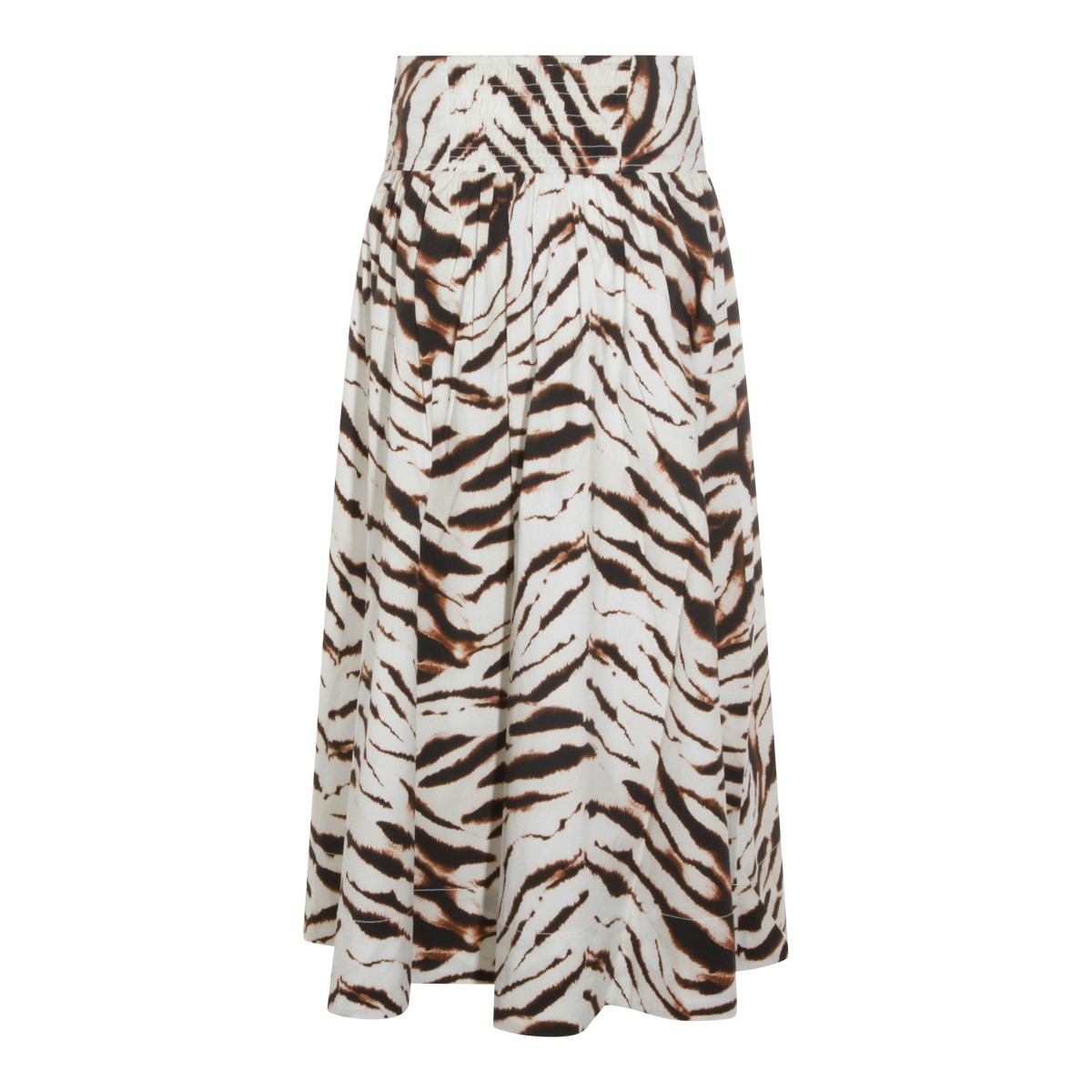 WHITE AND BROWN COTTON SKIRT