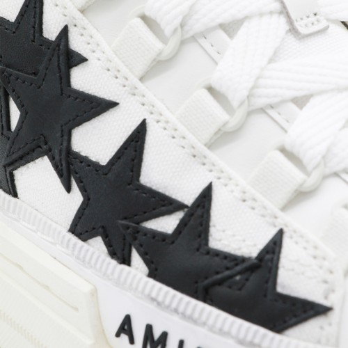 WHITE AND BLACK LEATHER STARS COURT SNEAKERS