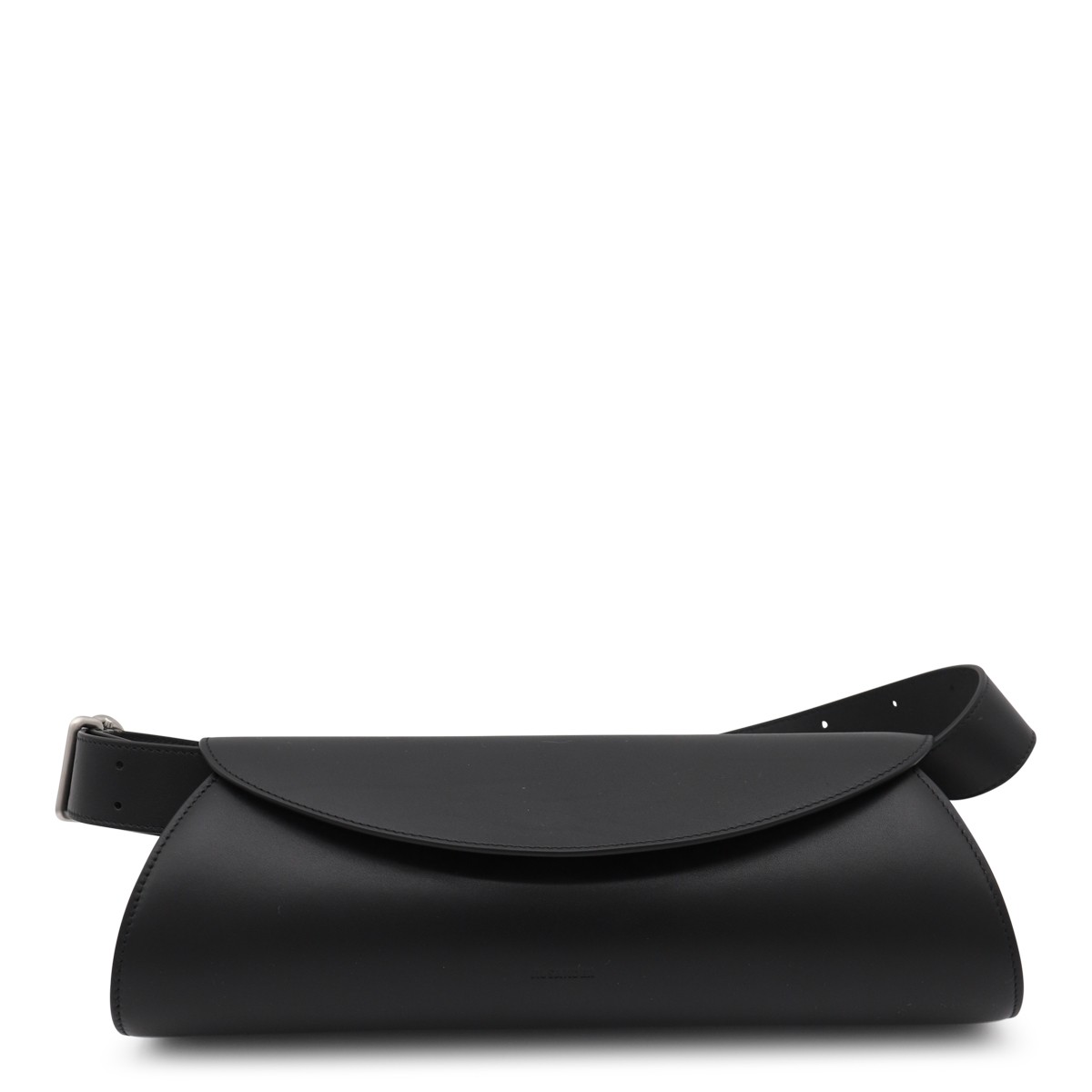 BLACK LEATHER CANNOLO GRANDE SHOULDER...