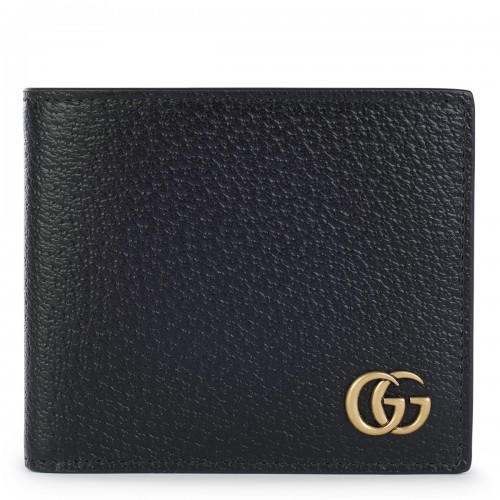 BLACK LEATHER GG MARMONT...