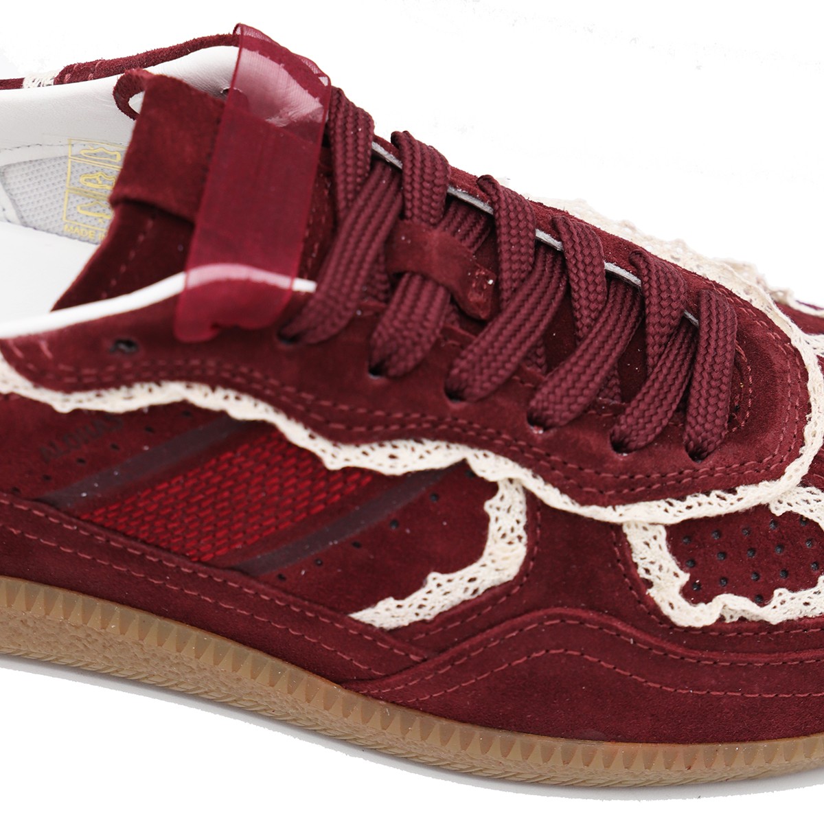 BURGUNDY LEATHER TB 490 CROCHET SNEAKERS