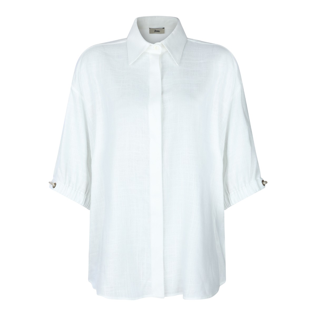 WHITE VISCOSE LINEN BLEND SHIRT