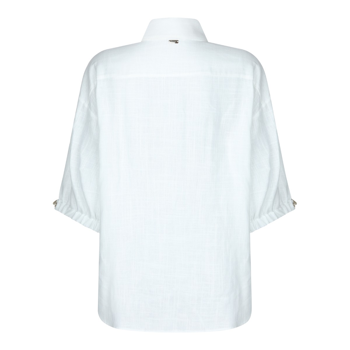 WHITE VISCOSE LINEN BLEND SHIRT
