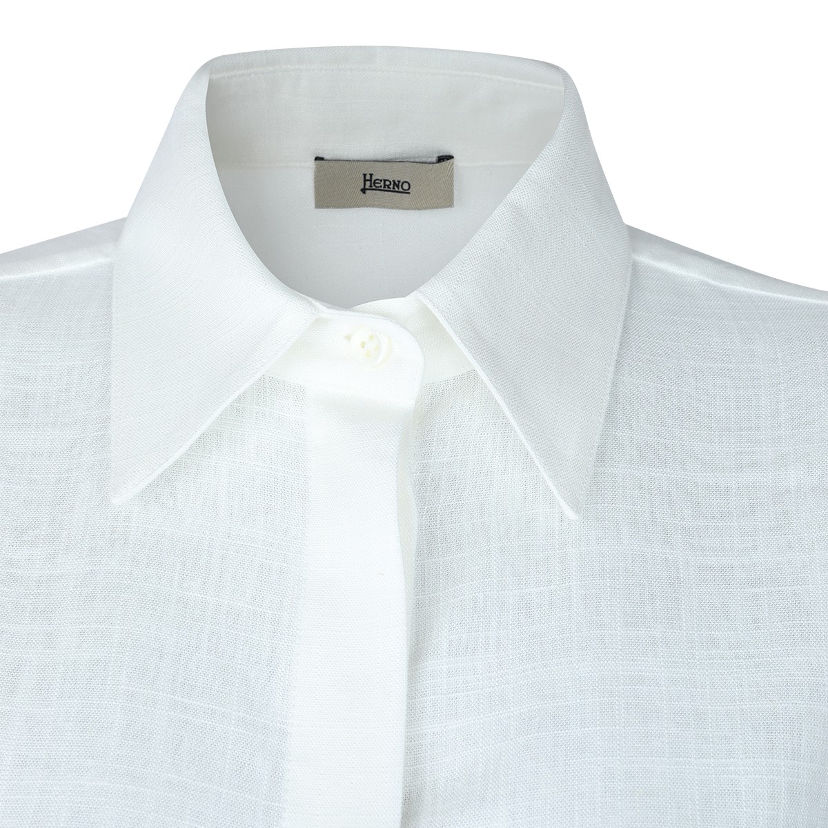 WHITE VISCOSE LINEN BLEND SHIRT