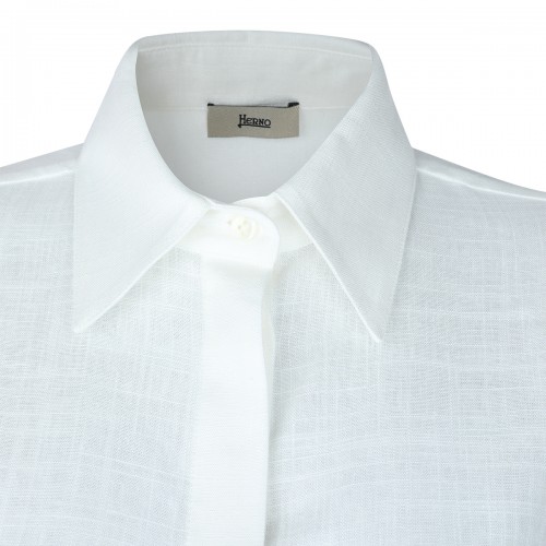 WHITE VISCOSE LINEN BLEND SHIRT