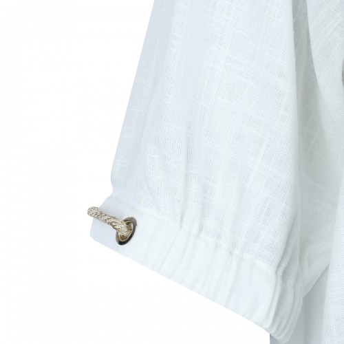 WHITE VISCOSE LINEN BLEND SHIRT