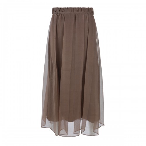 BROWN SILK SKIRT  2
